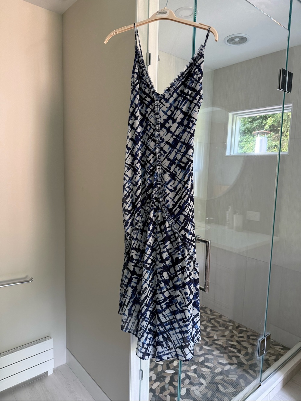Women's Navy & White Printed Slip Dress